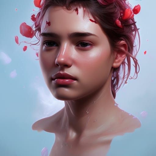 Strawberry Portrait in Hyperdetailed Art Nouveau Style