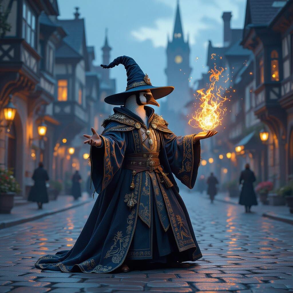 Goose Wizard Starts Magical Duel in Renaissance City