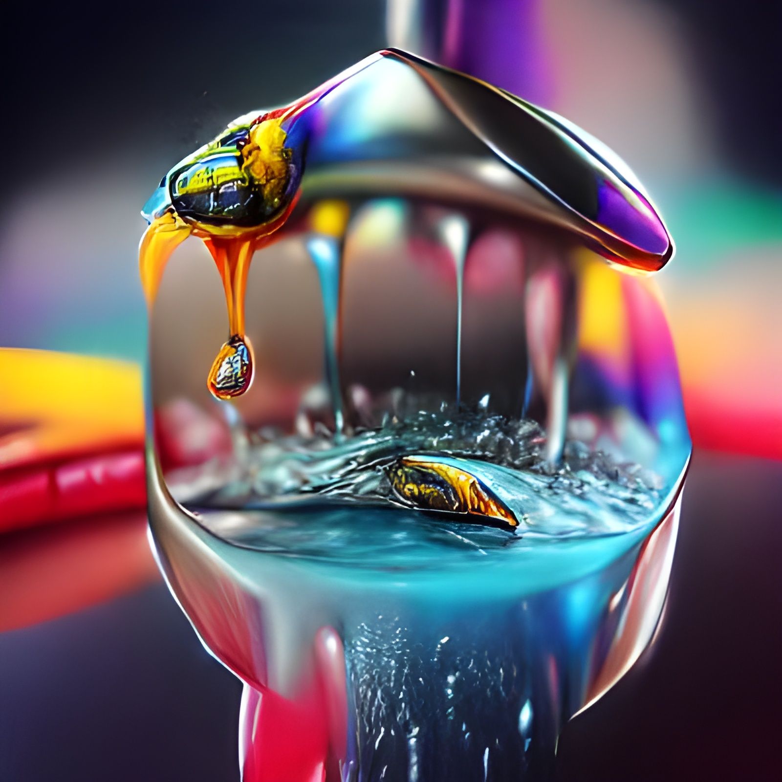Hyperrealistic Colorful Water Drop in 8K