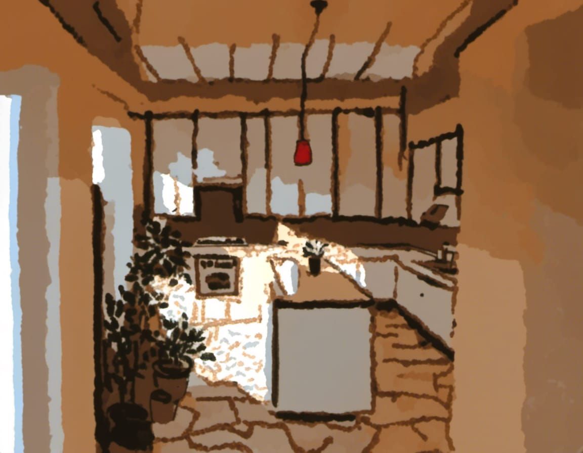 Sunny Kitchen: Art Deco Meets Shin Hanga Style