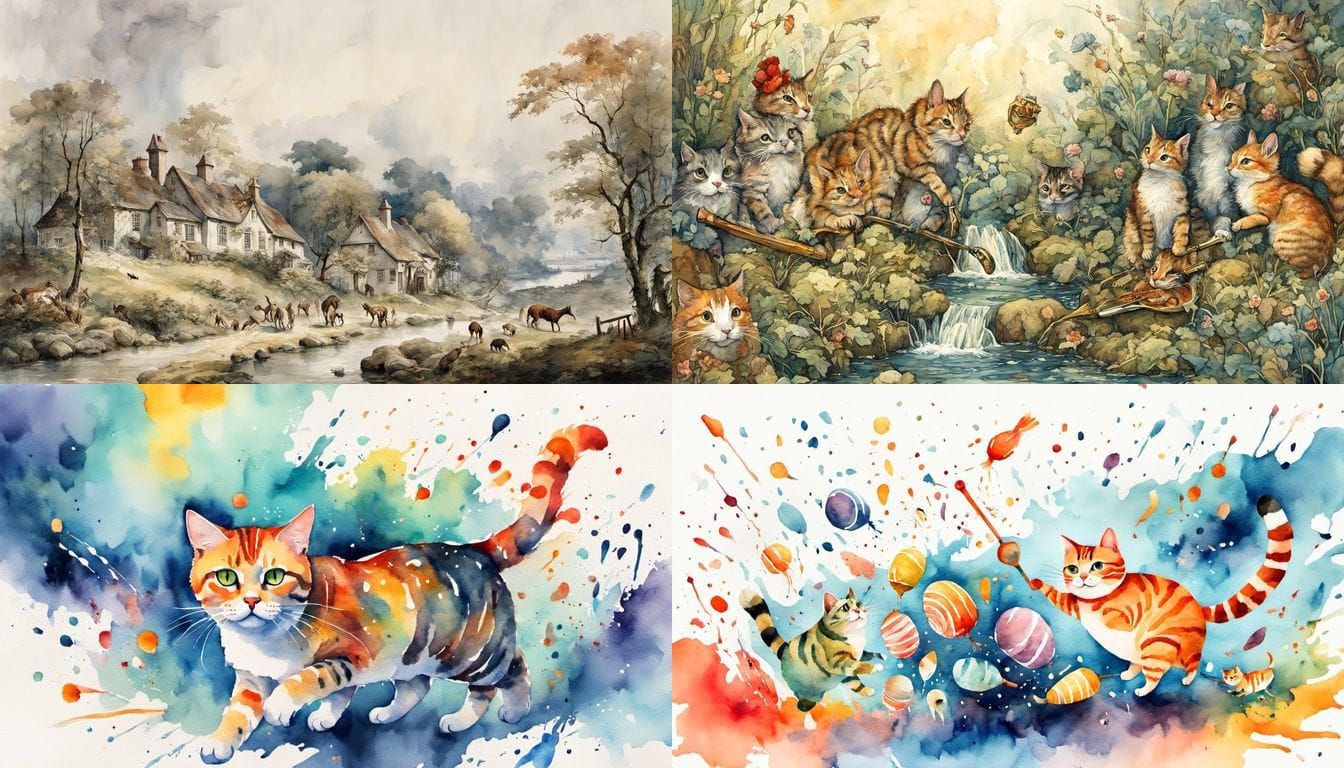 Tabby Cat Birthday Card with Funny Creatures