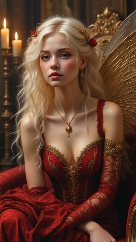 Steampunk Fairy in Castle, Oil Painting Style