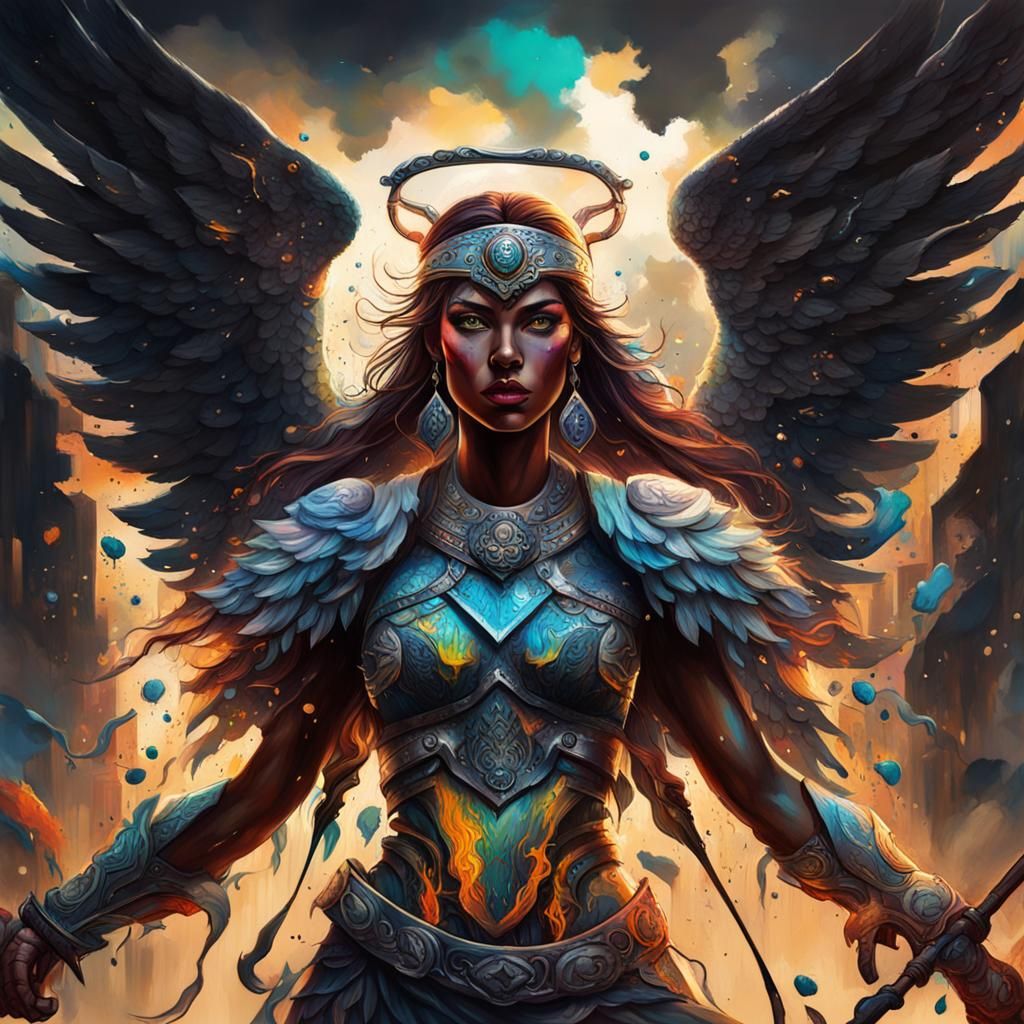 Earth Angel Warrior in Graffiti Splash Art