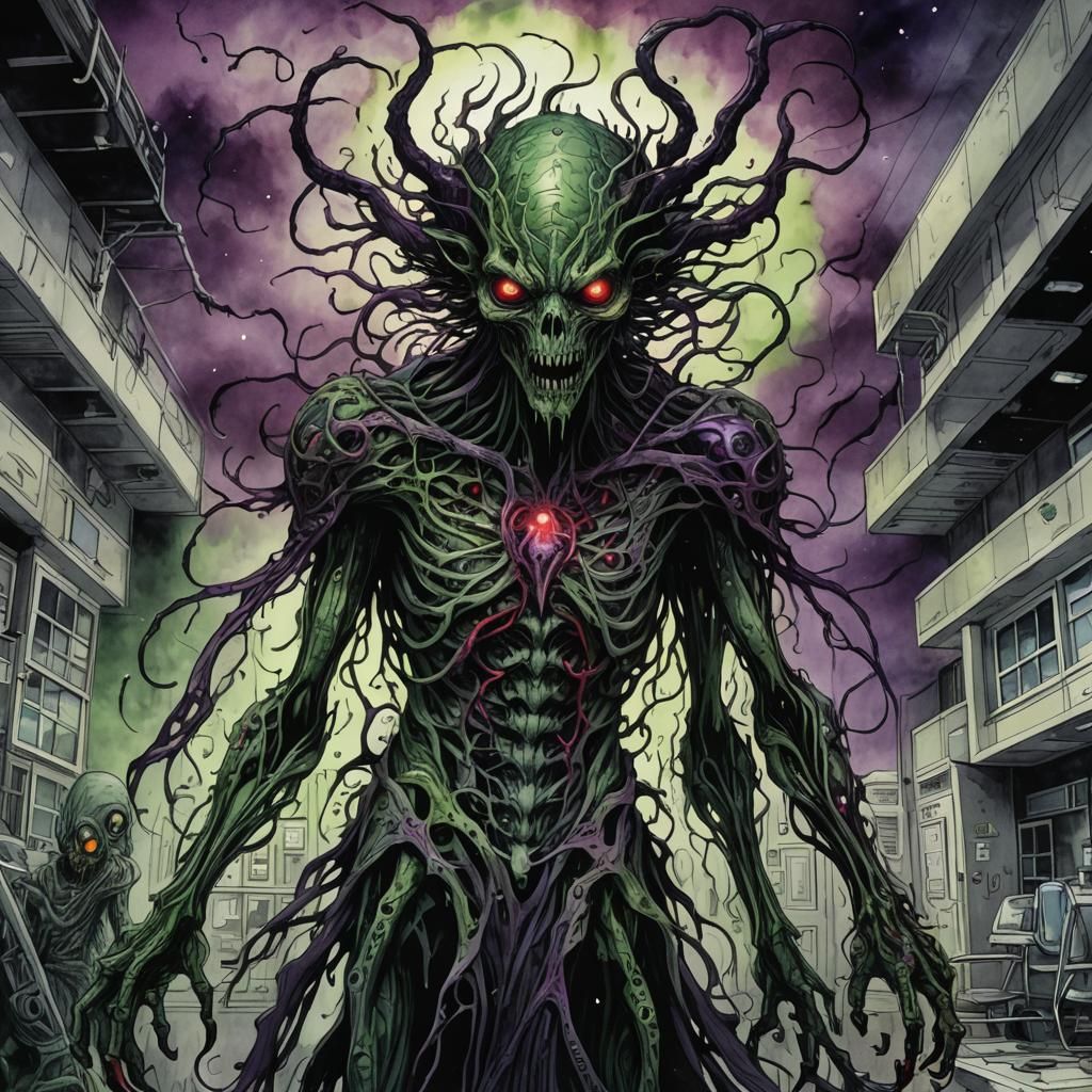 Eldritch Creature Invasion in Dark Fantasy Anime