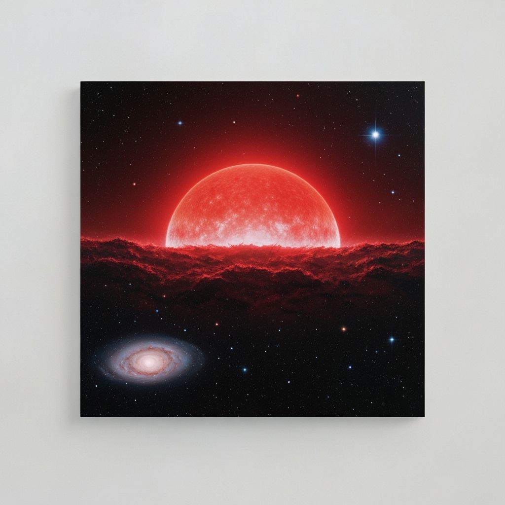 Lithium Black Hole Engulfs Red Sun Amidst Starry Galaxy