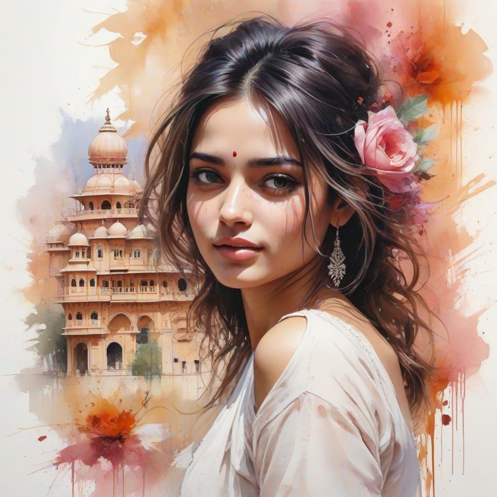 Surreal Jaipur Cityscape at Sunset with Majestic Hawa Mahal