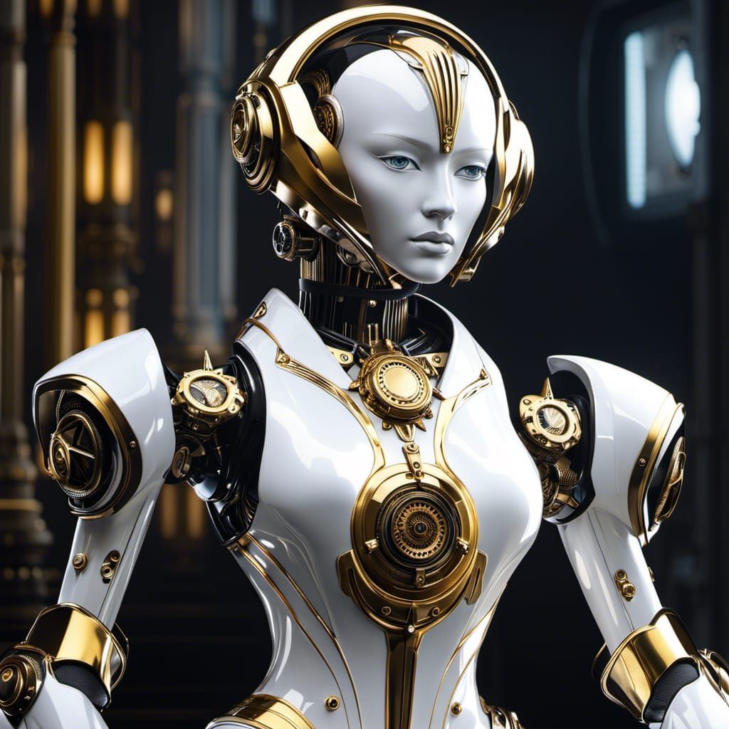 Art Deco Steampunk Robot in Gothic Style