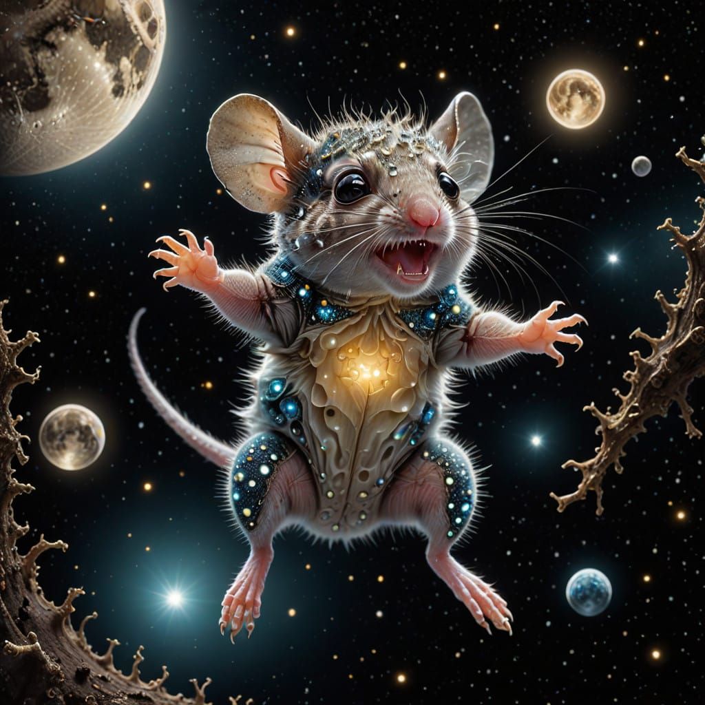 Hyper Realistic Baby Murex Mouse on the Moon