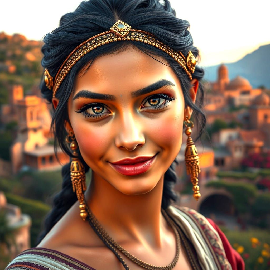Ancient Persian Goddess's Radiant Smile