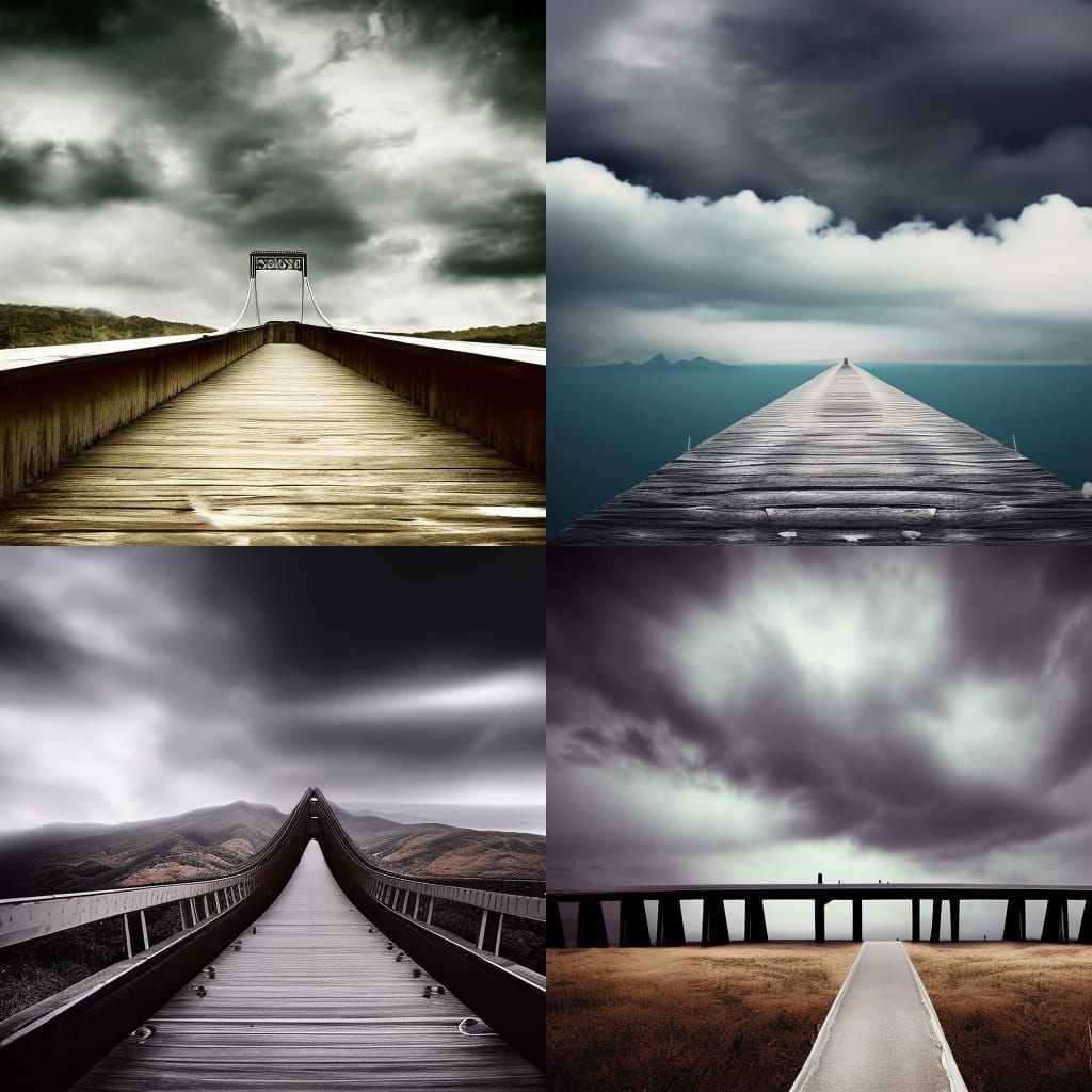 Surreal Bridge to Nowhere in Cinematic Landscape
