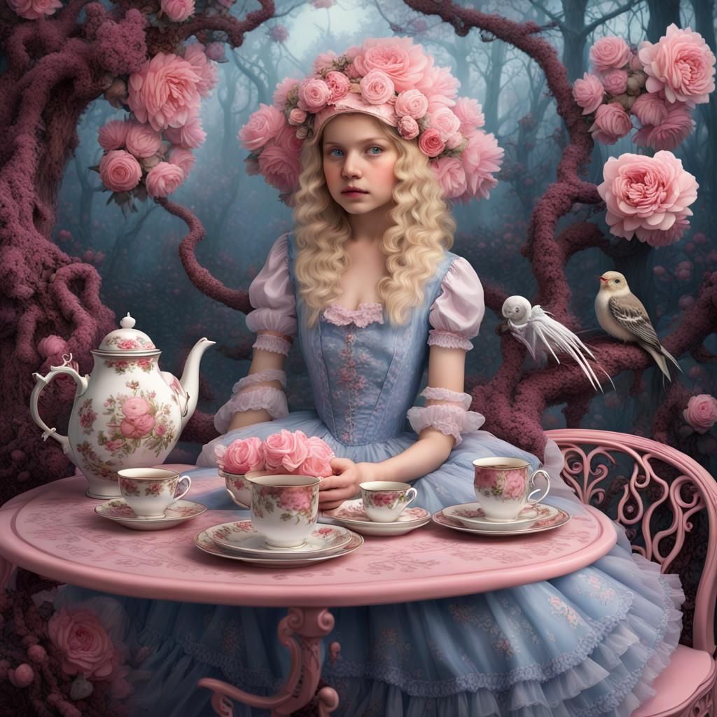 Little Miss Muffet Sat on her Tuffet Sipping Tea