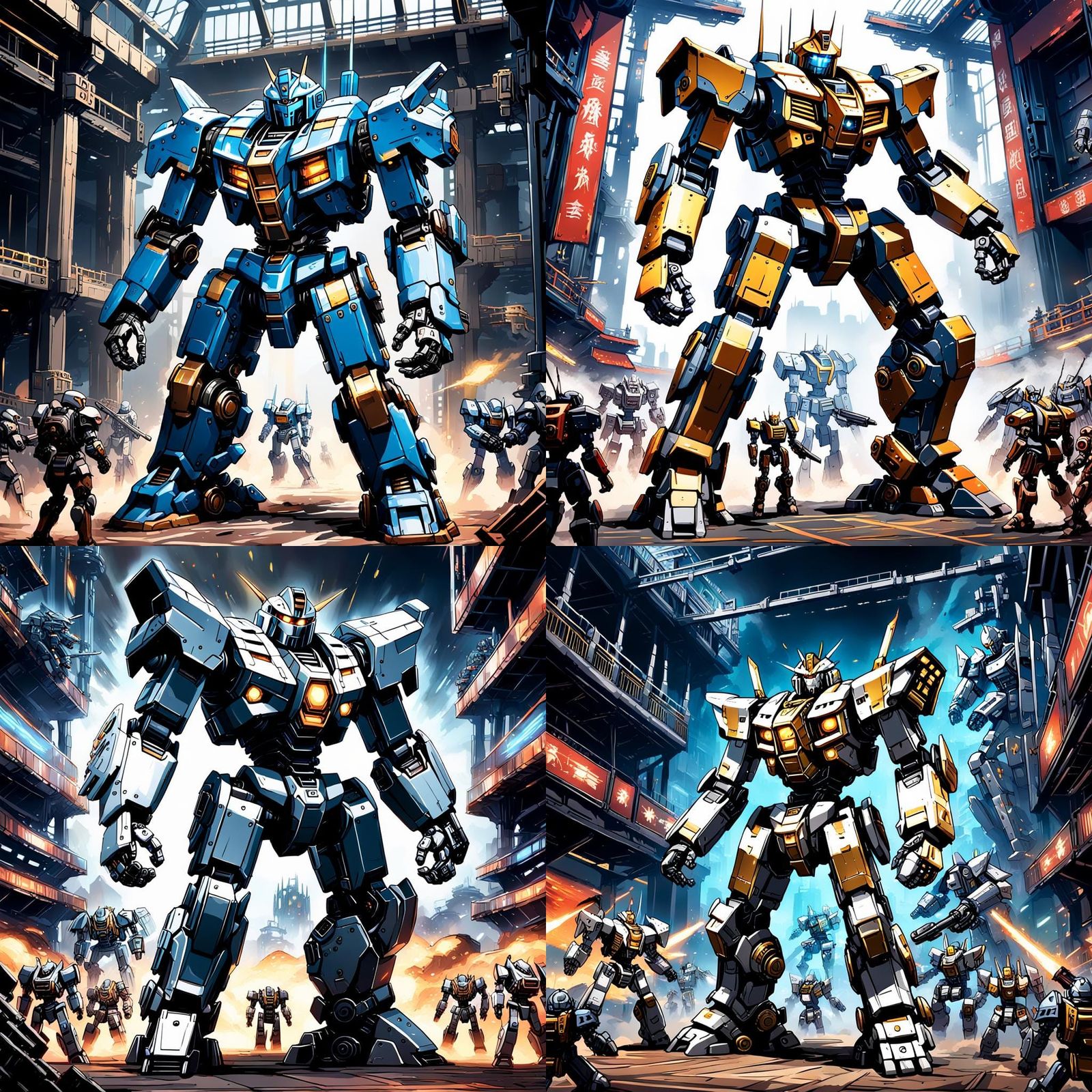 Mecha Battle in 3D Digital Art Style