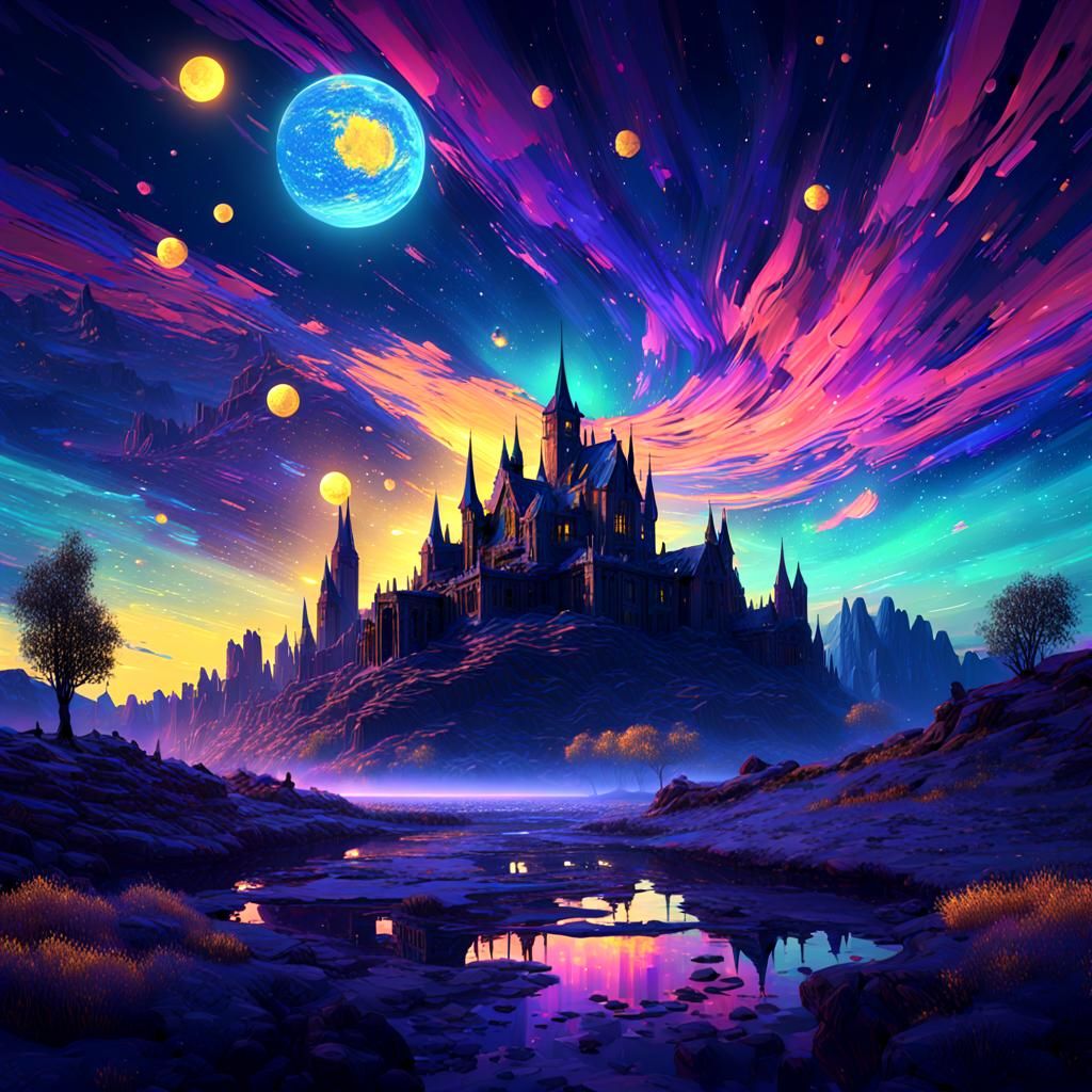 Glitch starry night glitch