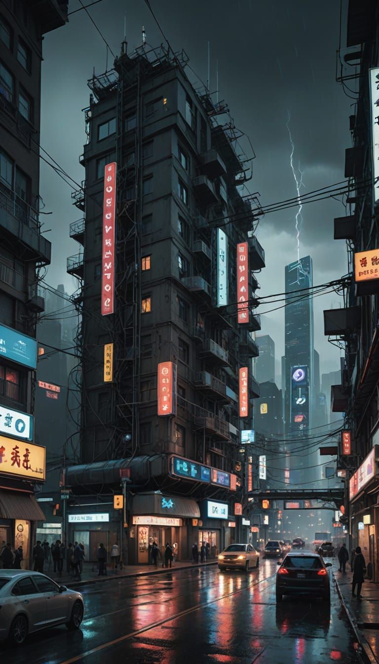 Futuristic Cyberpunk Metropolis at Night
