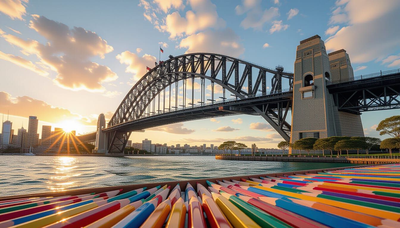 Sydney Harbour Bridge Made of Pencils