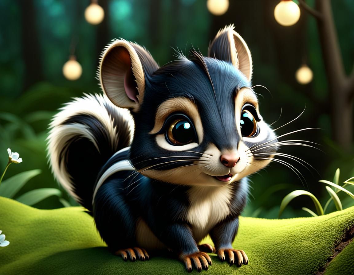 Chibi Skunk-Chipmunk Hybrid in Detailed Matte Painting