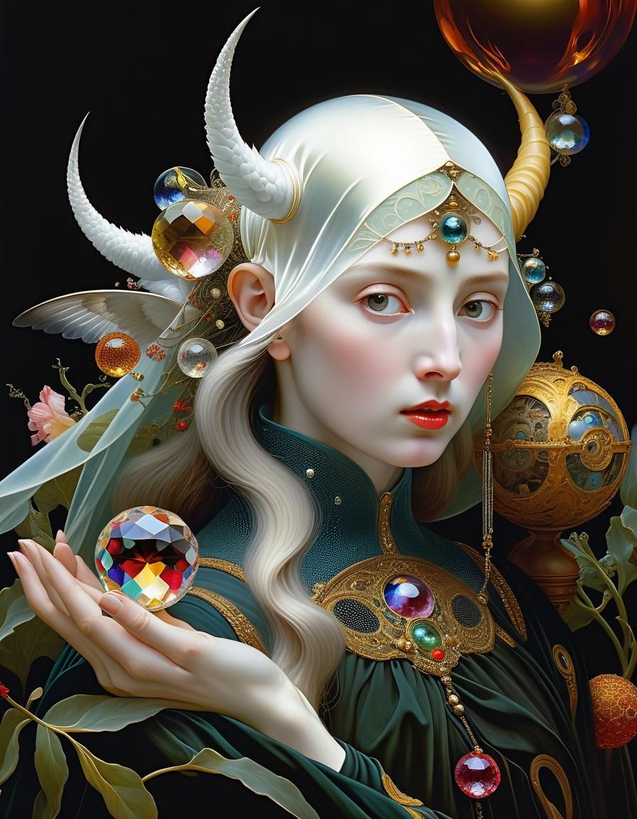 Surreal Woman with Crystal Ball Digital Painting