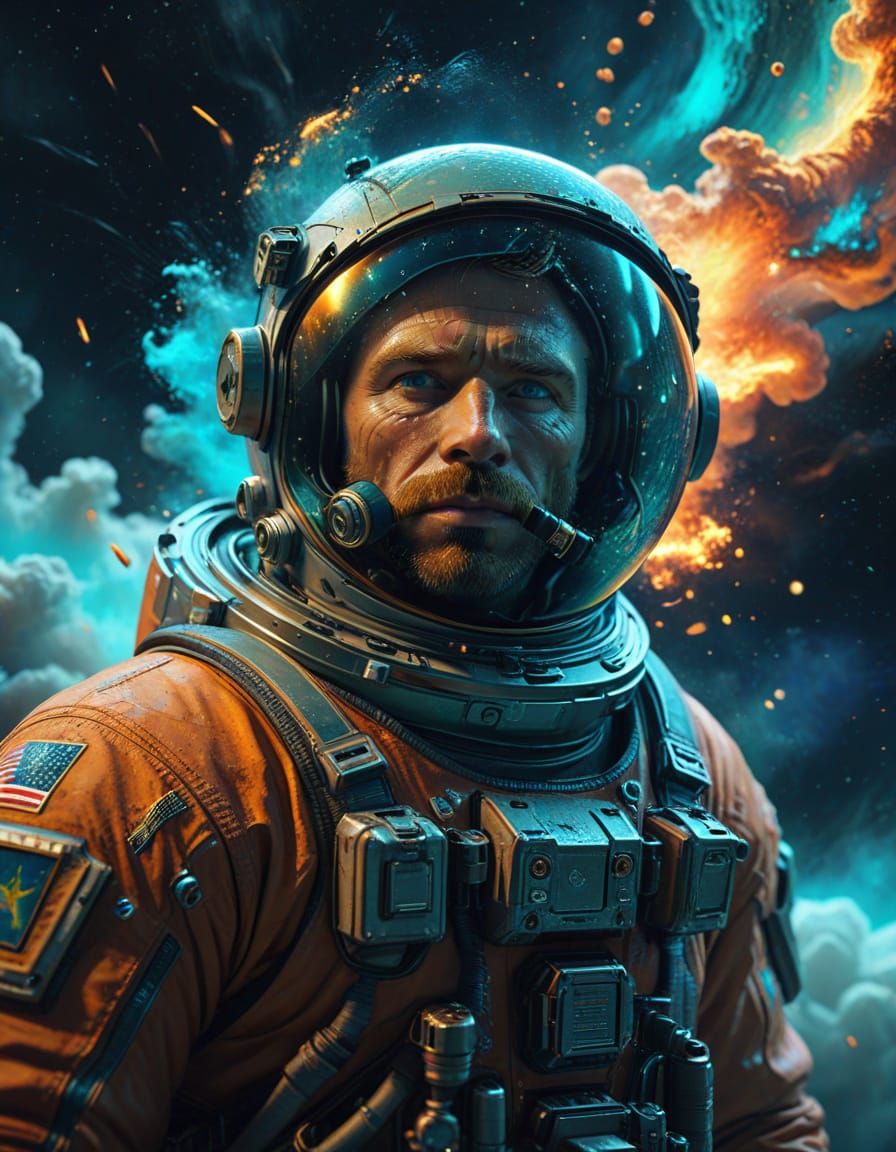 Astronaut Gazing at Stars in Van Gogh Style