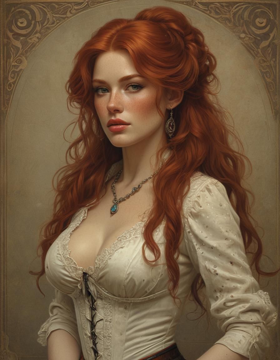 Alluring Old West Saloon Girl Illustration