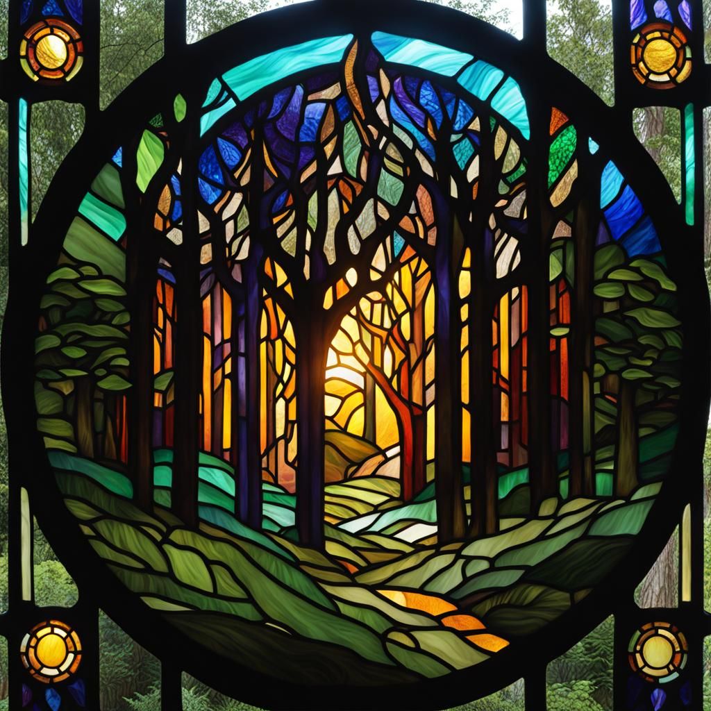 Eldritch Forest in Stained Glass Style