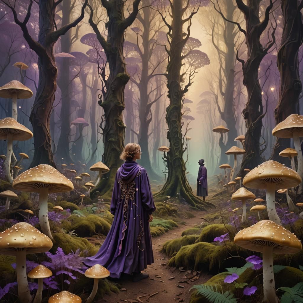 Ethereal Dreamscape with Glowing Mushrooms