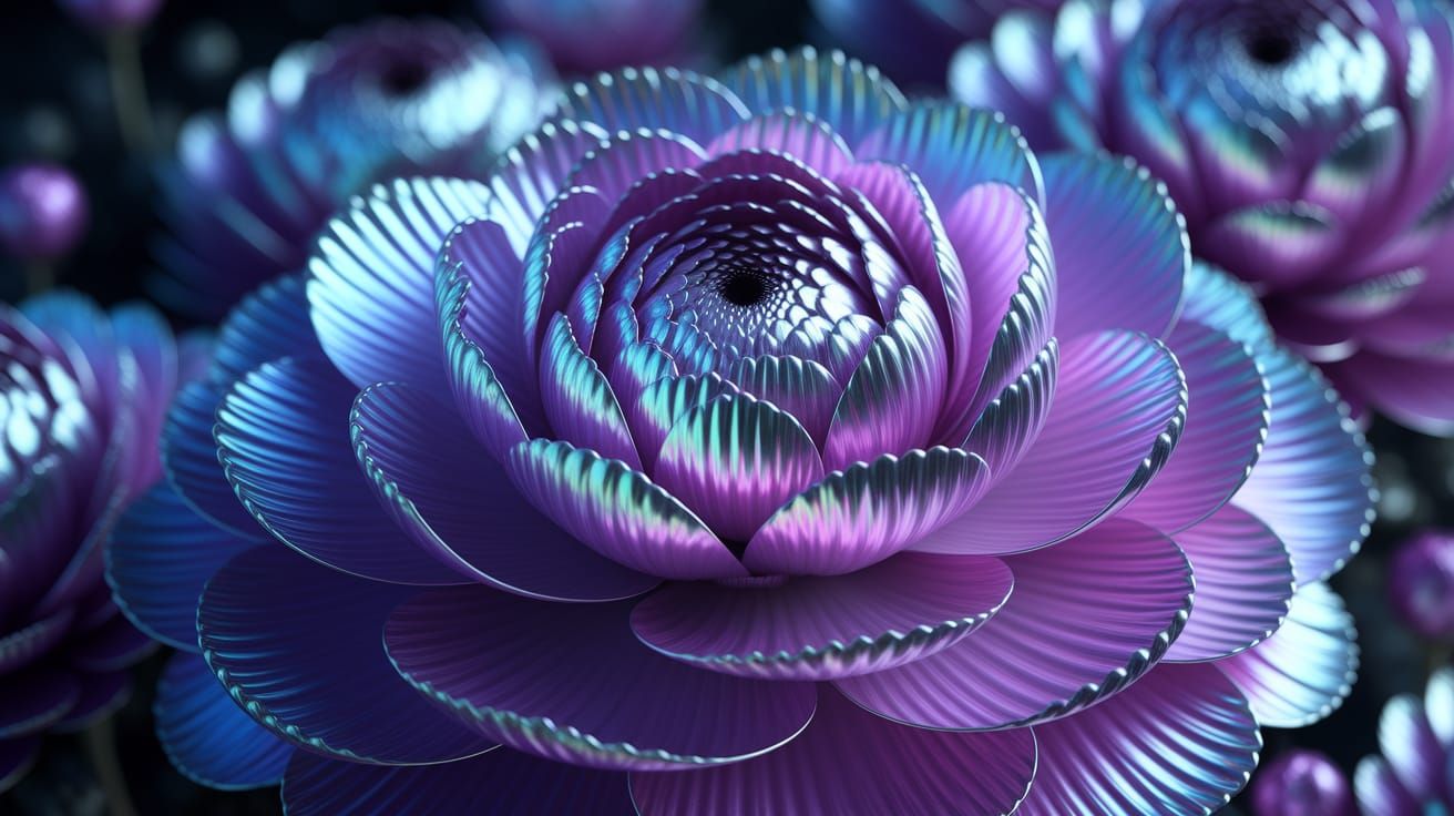 Purple Iridescent Flower with Metallic Sheen