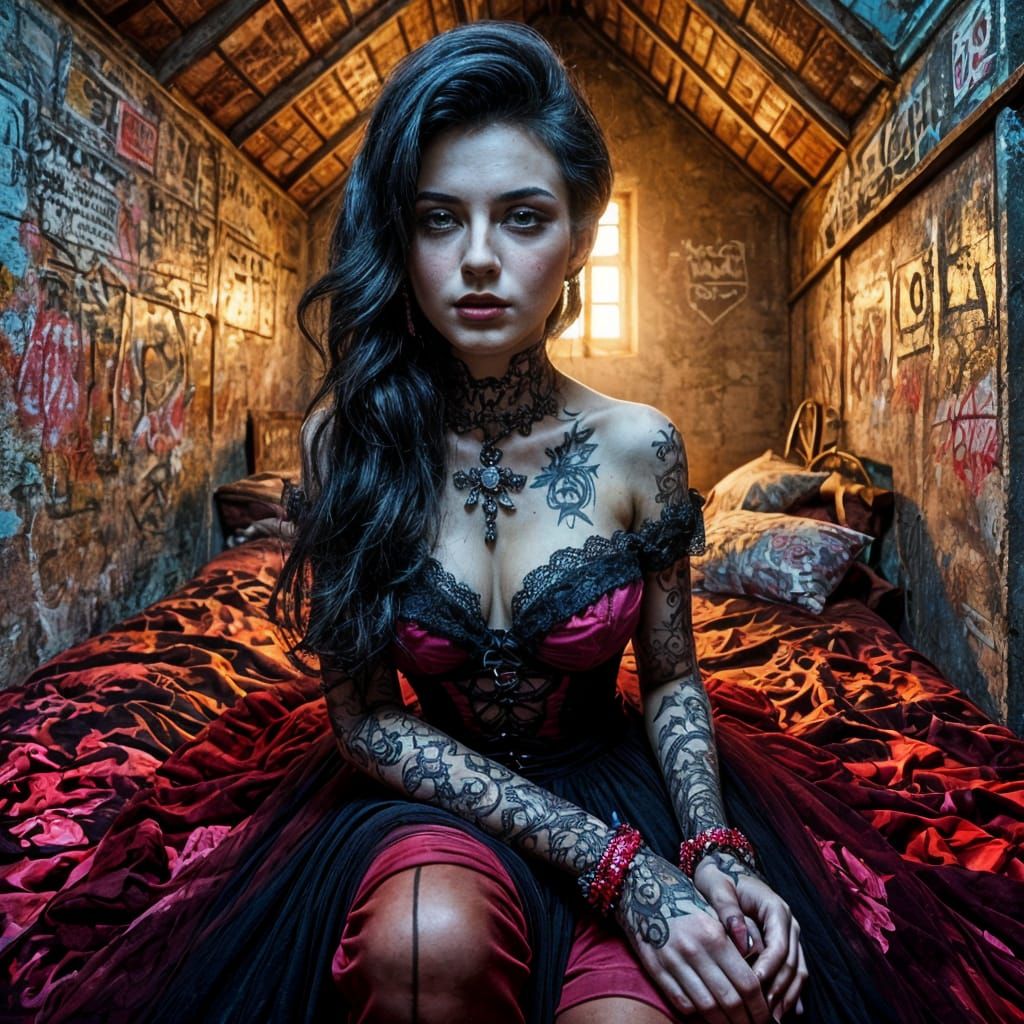 Lady Fucsia Groan, Beautiful Young Woman in Crimson Velvet, ...