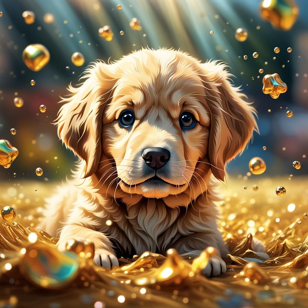 Cute Golden Retriever Puppy in Photorealistic Detail