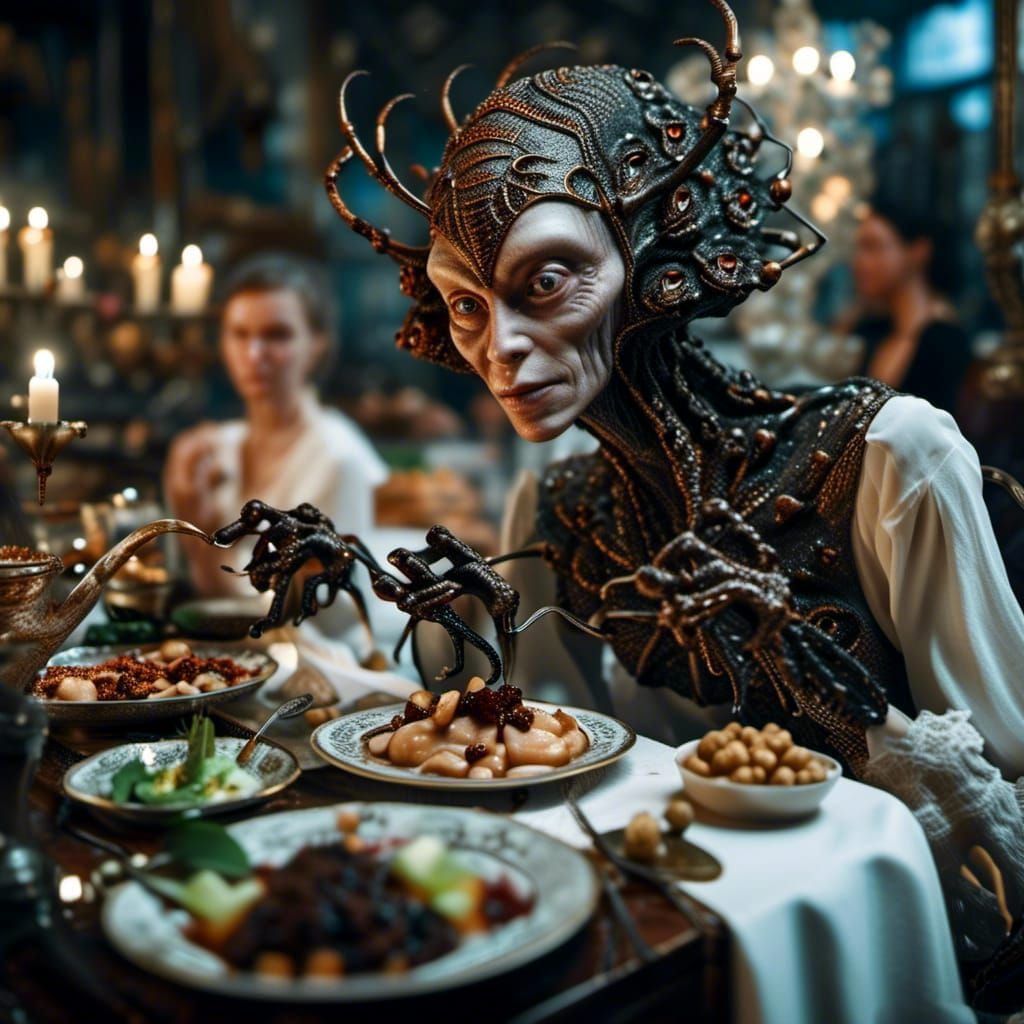 Dreamlike Alien Feast in Magical Realism