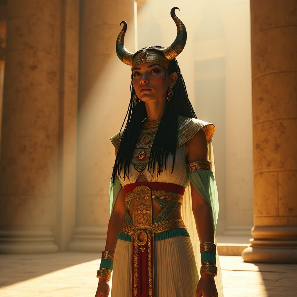 Egyptian Goddess Sekhat-Hor Protects Sacred Temple in Majest...