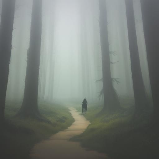 San Running Through Misty Forest in Ghibli Style