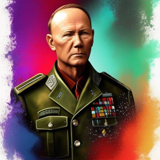 Hyperrealistic Portrait of Erwin Rommel in Splash Art Style