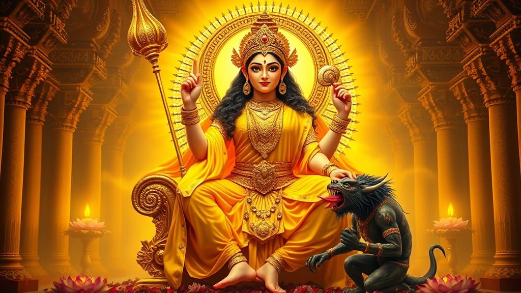 Divine Goddess Maa Baglamukhi in Golden Splendor