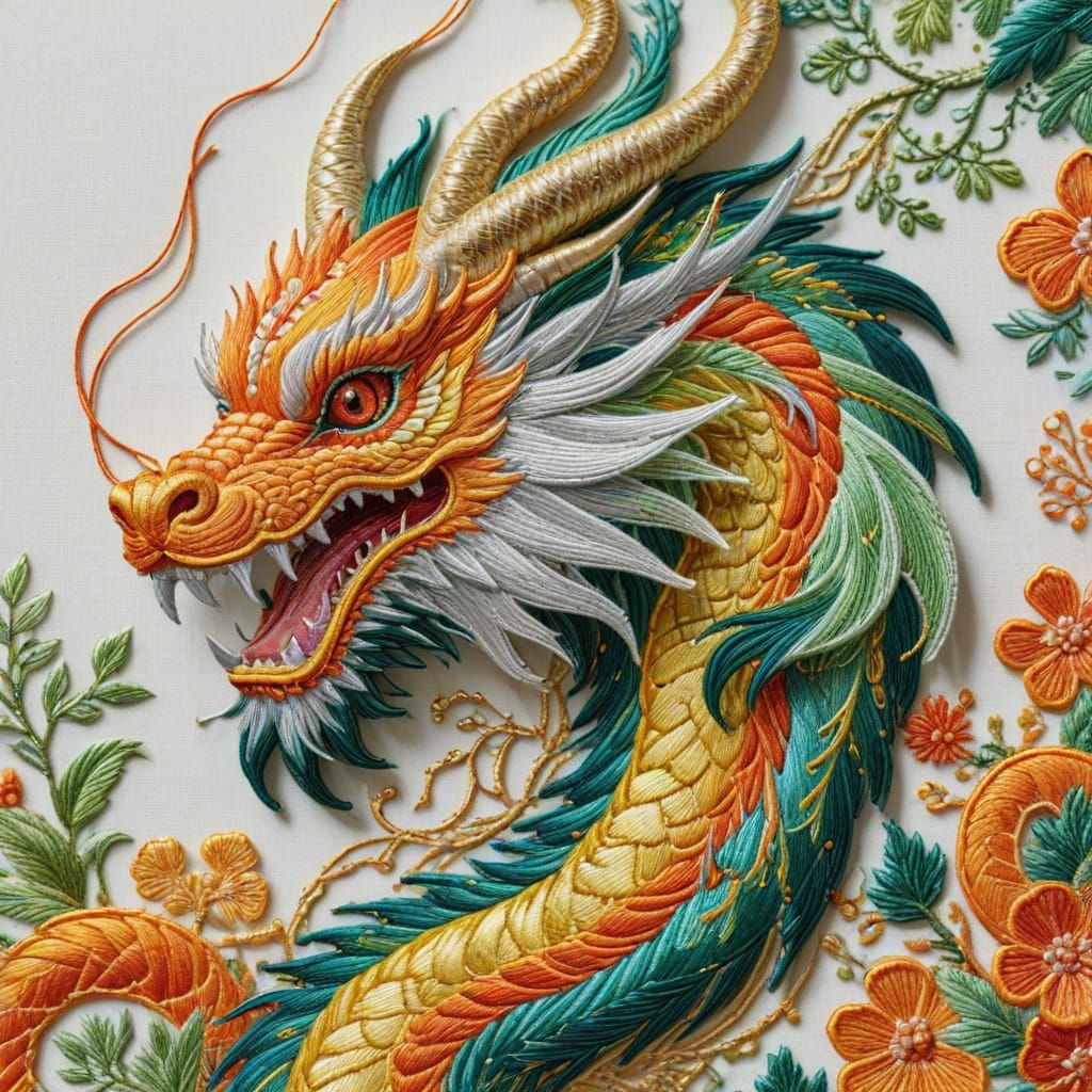 Embroidered Chinese dragon ...