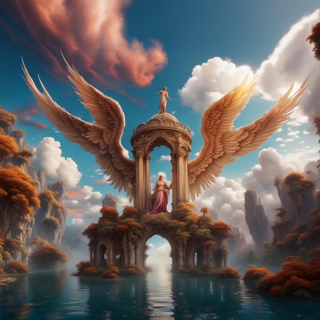 Angelic Paradise: Detailed Fantasy Concept Art