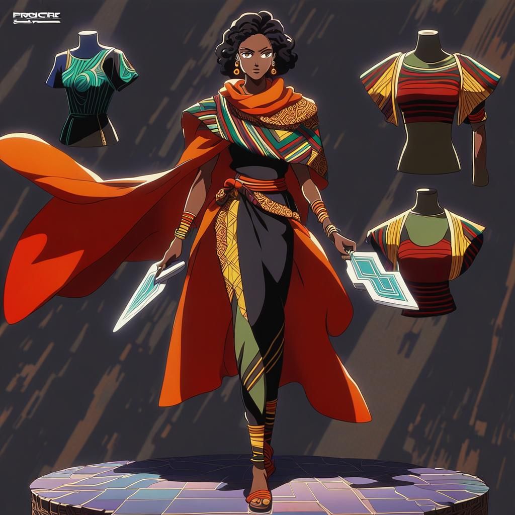 Anime Style African Woman in Vibrant Market
