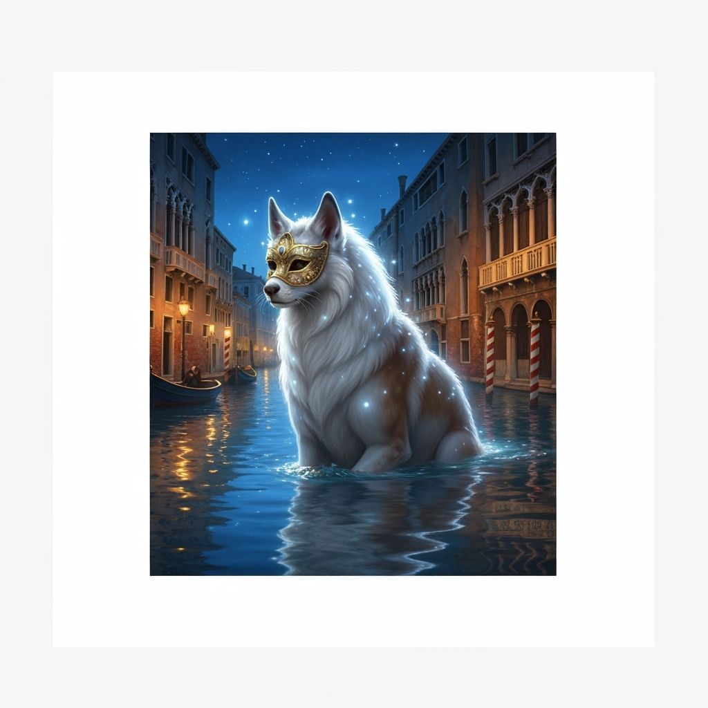 Baroque Otter in Venice Canal, Oil Painting Style