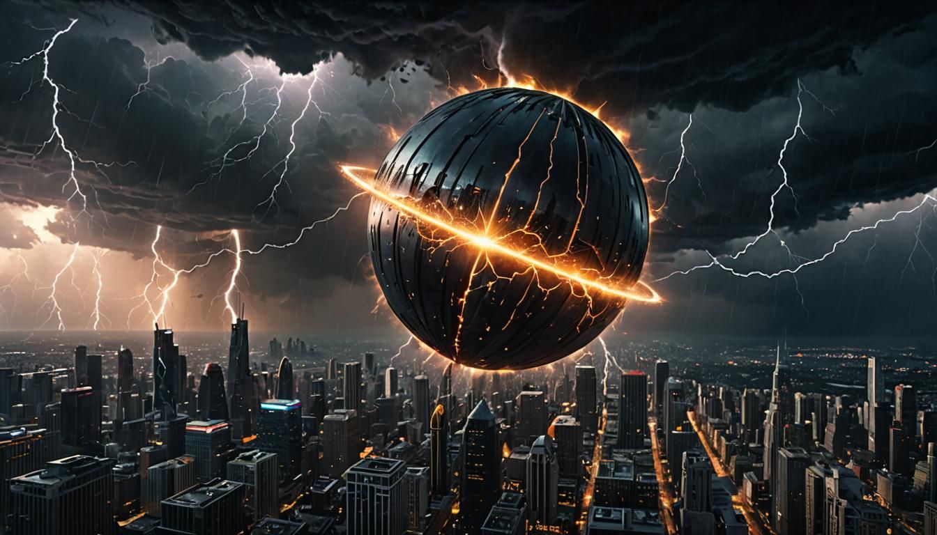 Giant Alien Orb Concept Art in Sci-Fi City