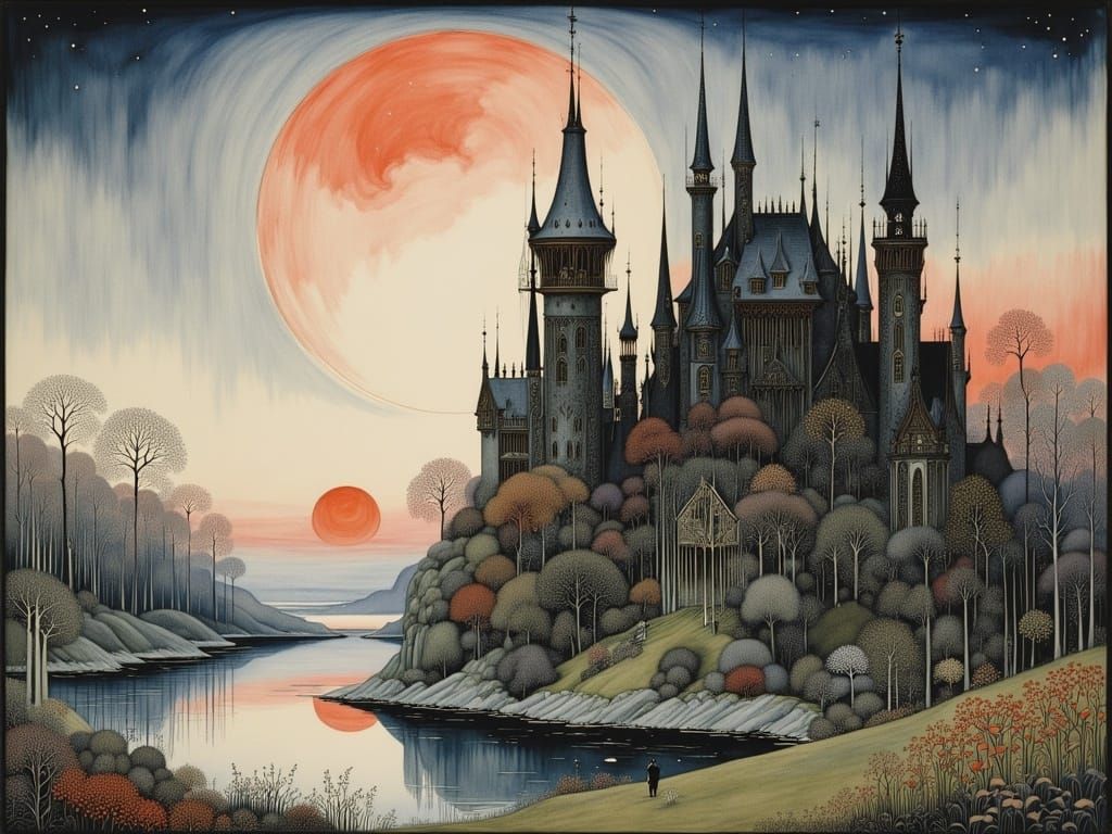 Castle Ruin in Vibrant Morning Light