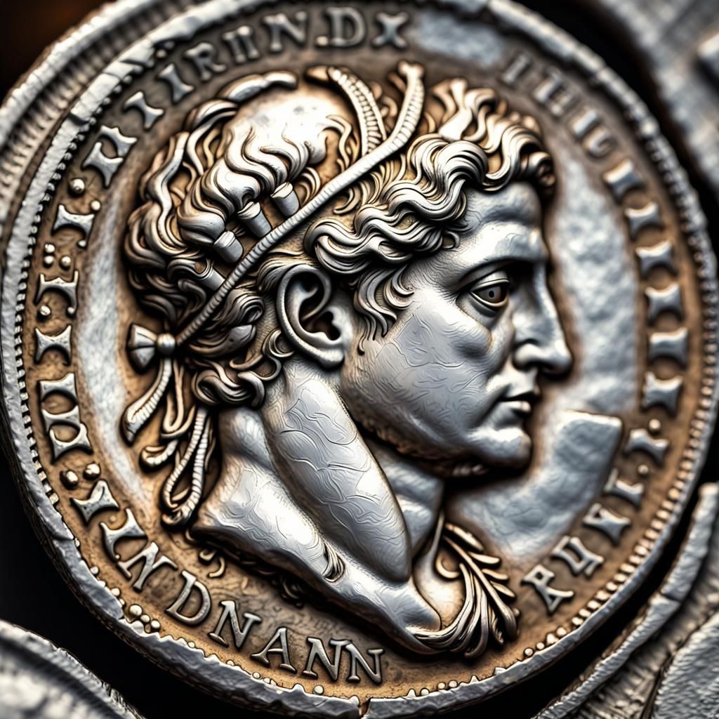 Old Silver Roman Coin Closeup: Intricate Numismatics