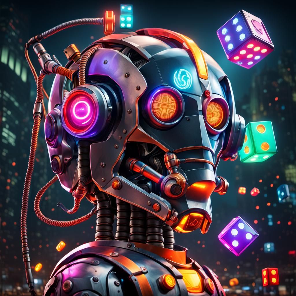 Realistic Robot Portrait in Cyberpunk Style