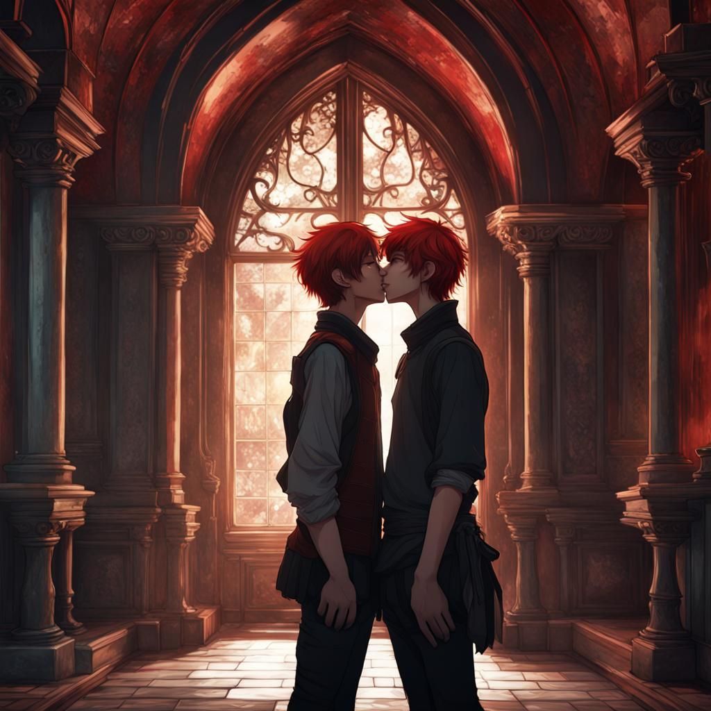 Manga-Style Castle Kiss: Dynamic Fantasy Art