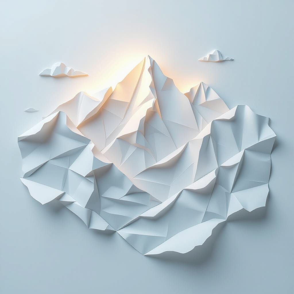 Landscape Sculpted From Crumpled Notebook Pages