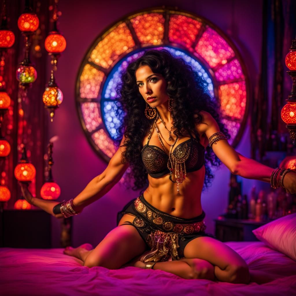 Exotic Belly Dancer with Lava Lamp Illumination