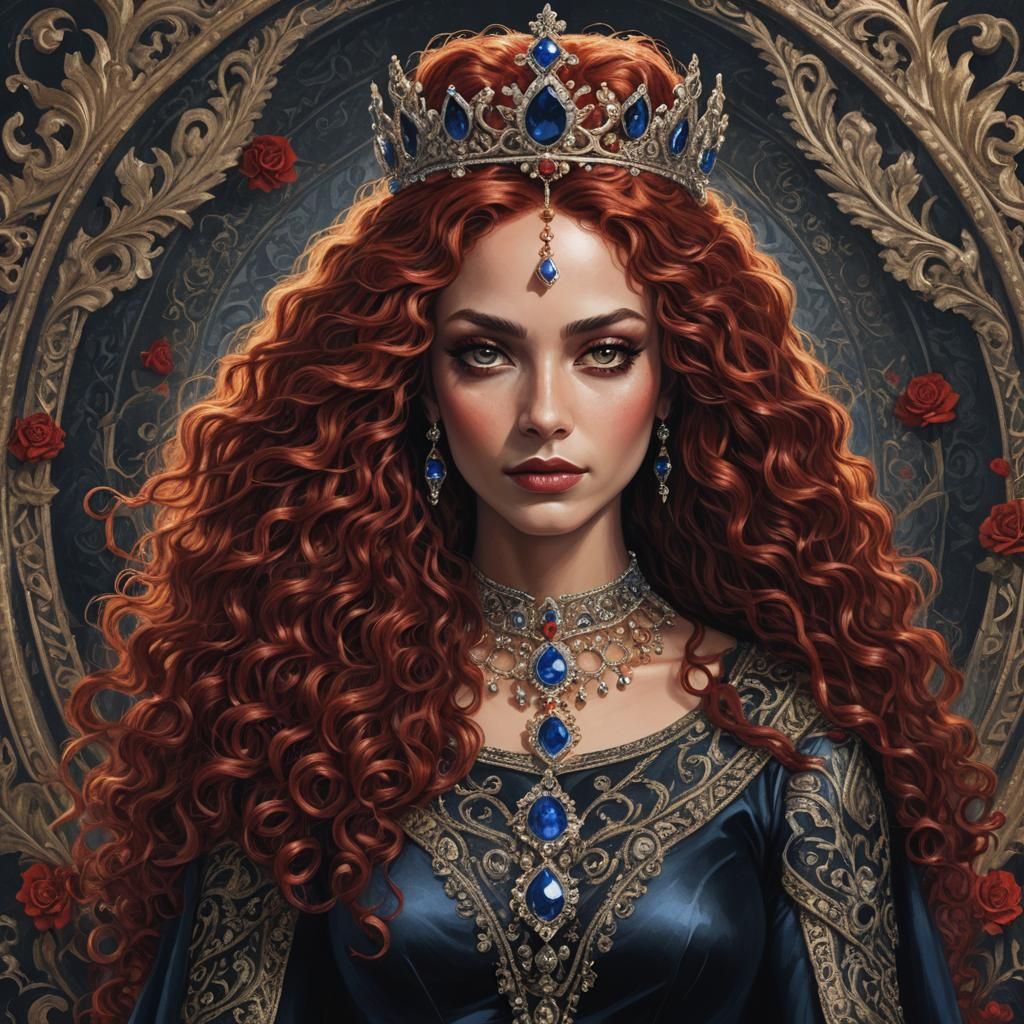 Dark Queen with Fire Eyes: Fantasy Portrait