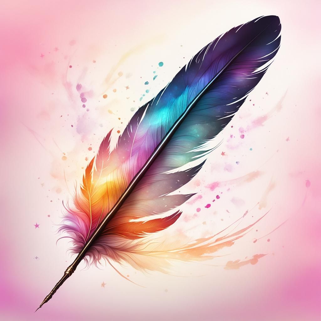 Anime Style Mythical Quill with Glowing Ink