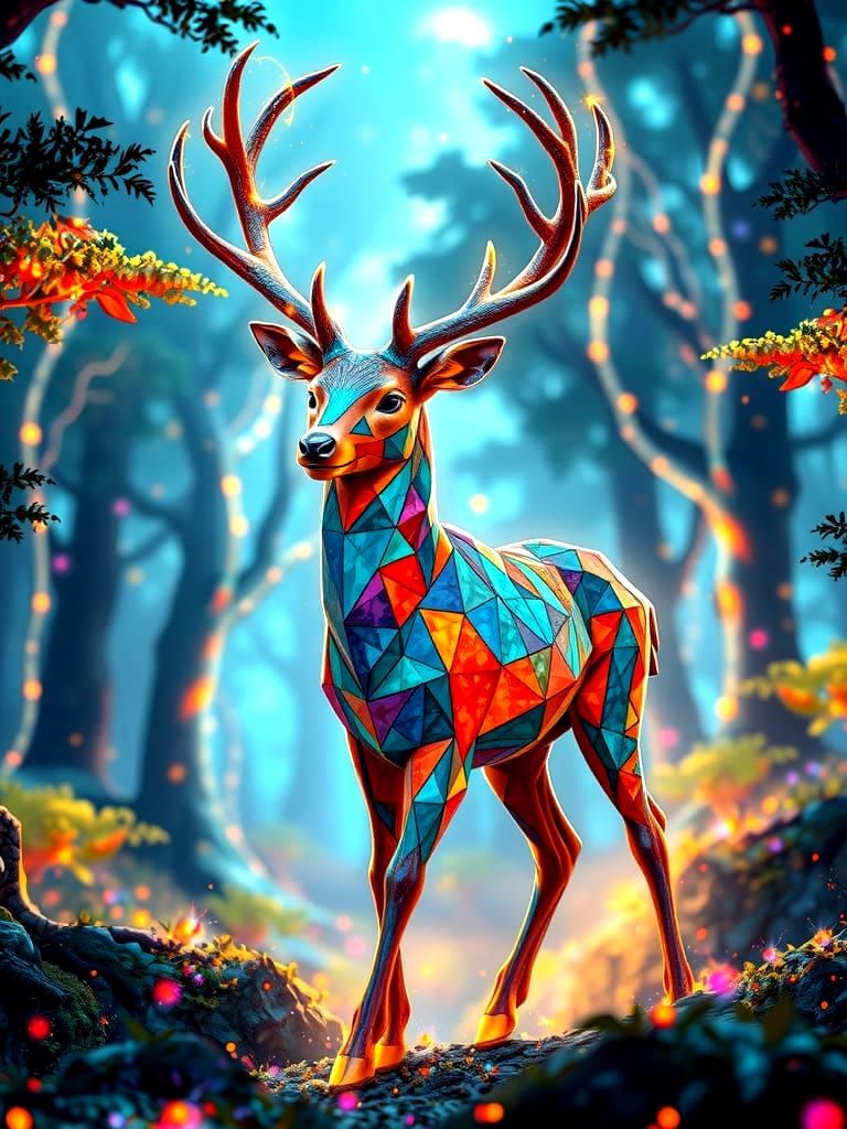 Whimsical Forest Enchantment in Vibrant Colors