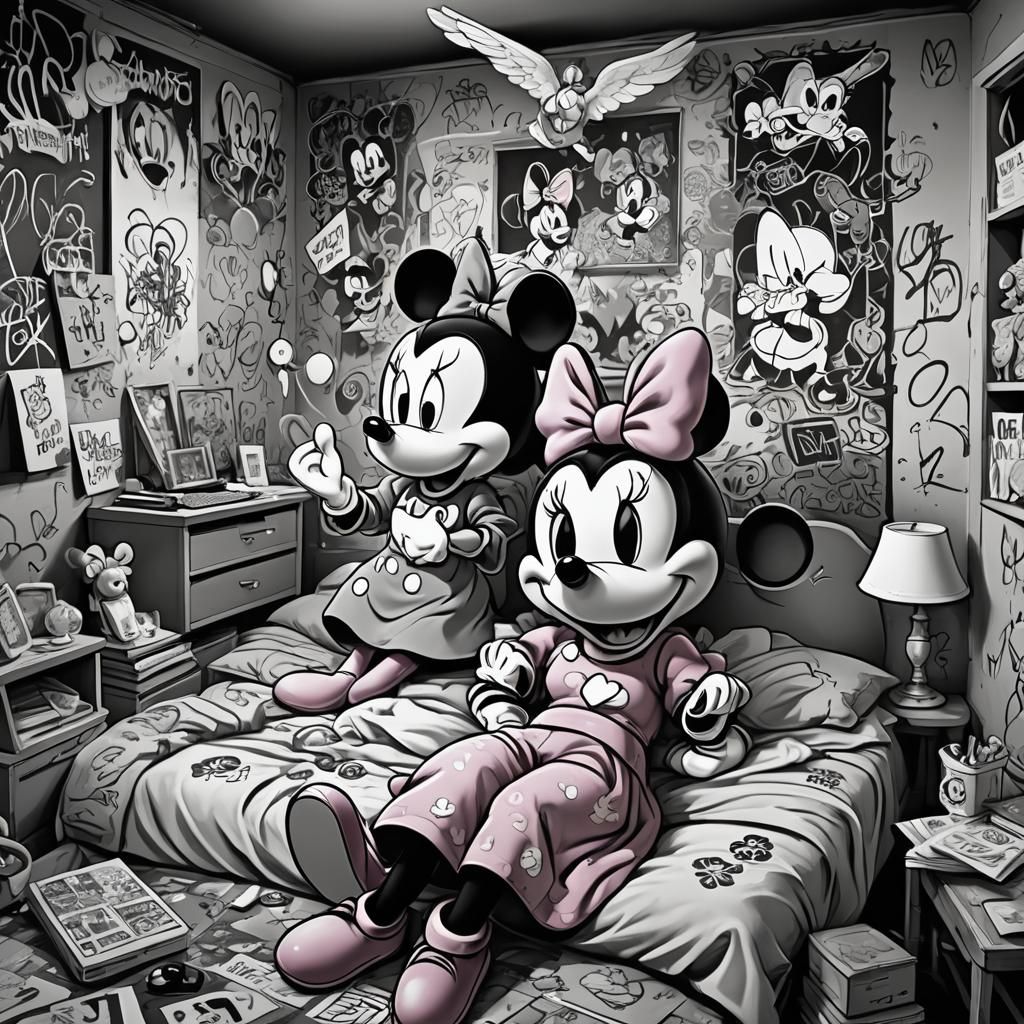 Minnie and Daisy in Hip Hop Style Bedroom