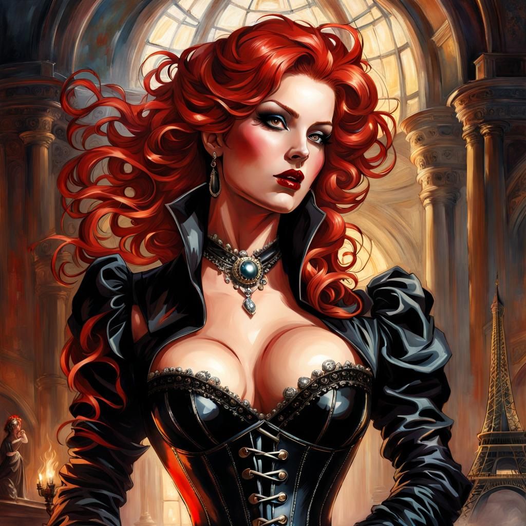 Gothic Punk Woman in Corset, XIX Century Style