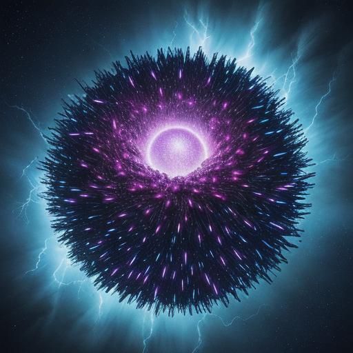 Surreal Sea Urchin UFO in Electric Lightning Storm